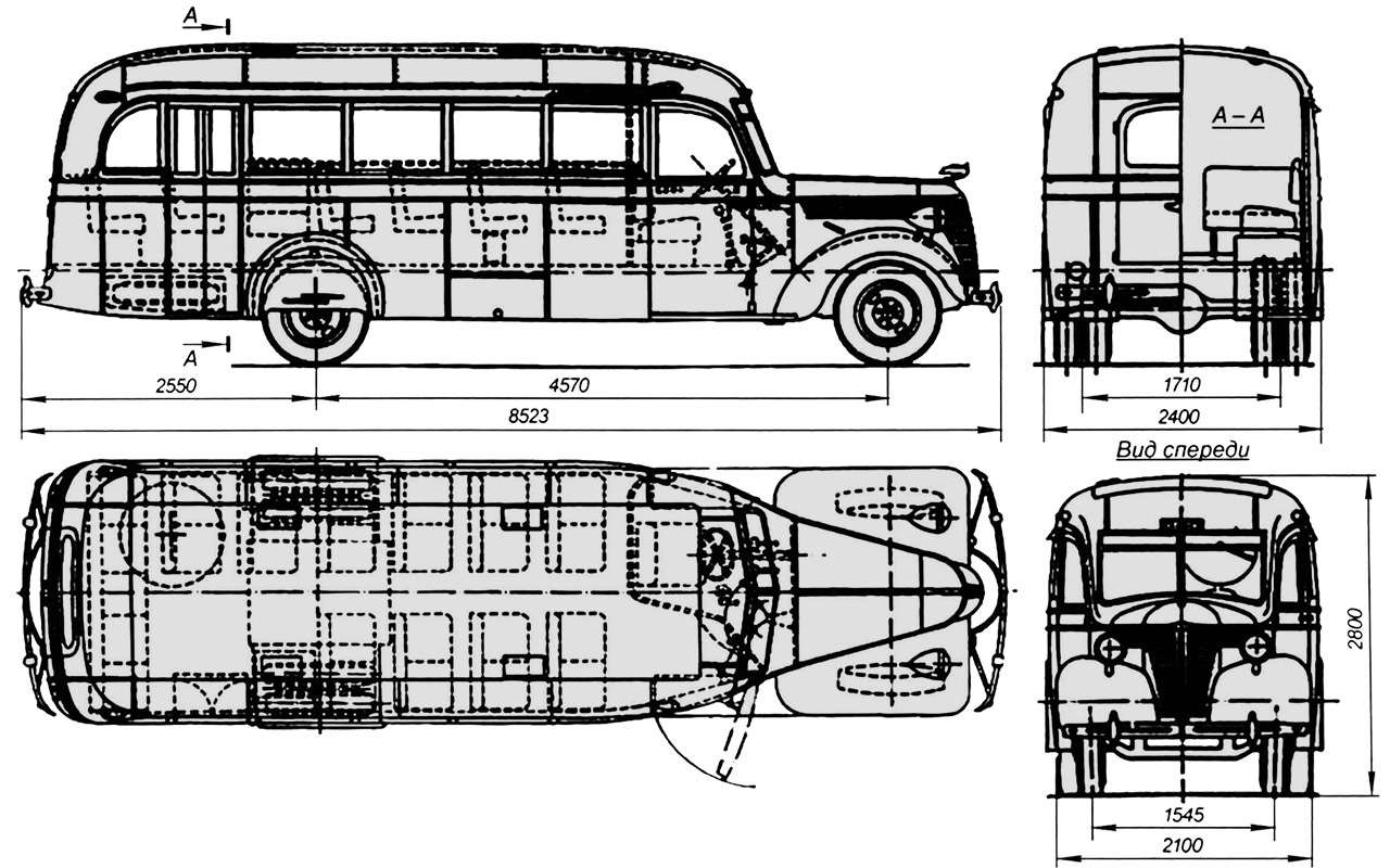 ЗИС‑16 – городской автобус длиной 8523 мм – сменил явно устаревший ЗИС‑8. В базе, по сравнению с предшественником, ЗИС‑16 заметно вырос: 4970 мм против 4420 мм. Колея ЗИС‑16 – 1545 мм спереди и 1710 мм сзади – была чуть больше, чем у ЗИС‑8 и его прототипа – грузовика ЗИС‑5 (1530 мм/1675 мм). Снаряженная масса автобуса возросла с 4200 кг до 5100 кг. 