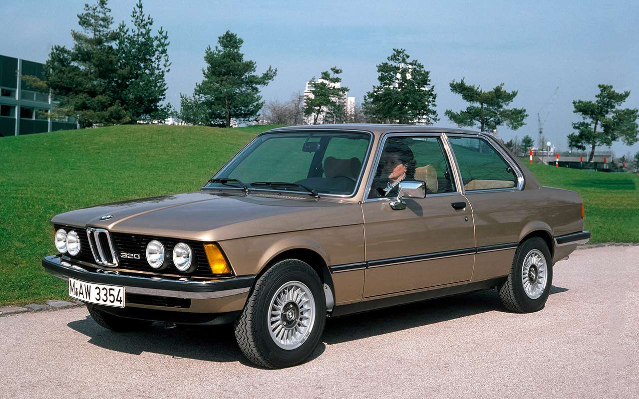 BMW E21 (1975–1983 годы): двухдверный седан, база – 2563 мм, двигатели 1,6–2,3 л, 75–143 л. с.