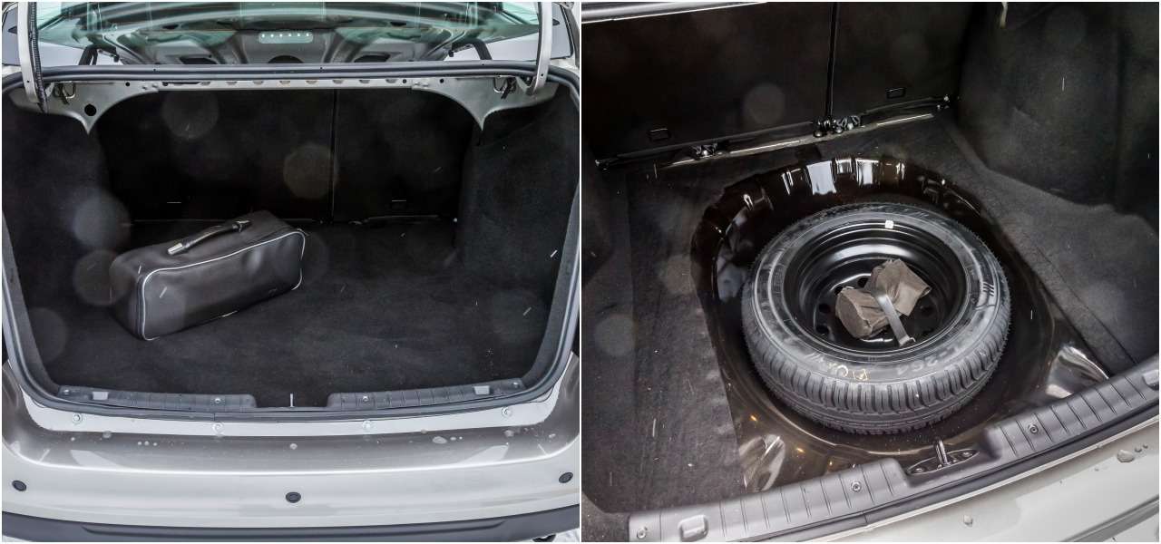 В объеме багажника Лада (476 литров, по замерам ЗР) уступает Датсуну, но превосходит Renault. Под полом – полноразмерная запаска на стальном диске.