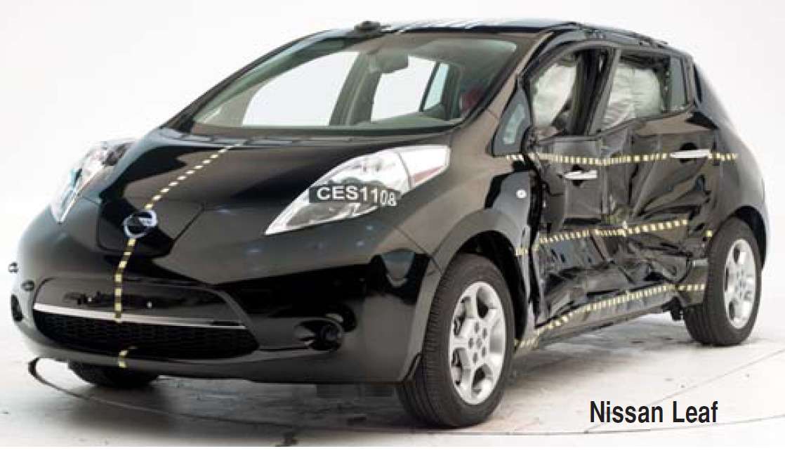 Nissan Leaf после испытаний на боковой удар
