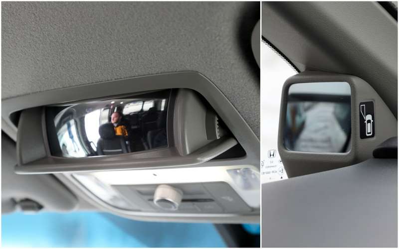 Аналоговая система кругового обзора – сферическое зеркало для салона и еще одно у передней левой стойки, чтобы следить за левым бортом при парковке.