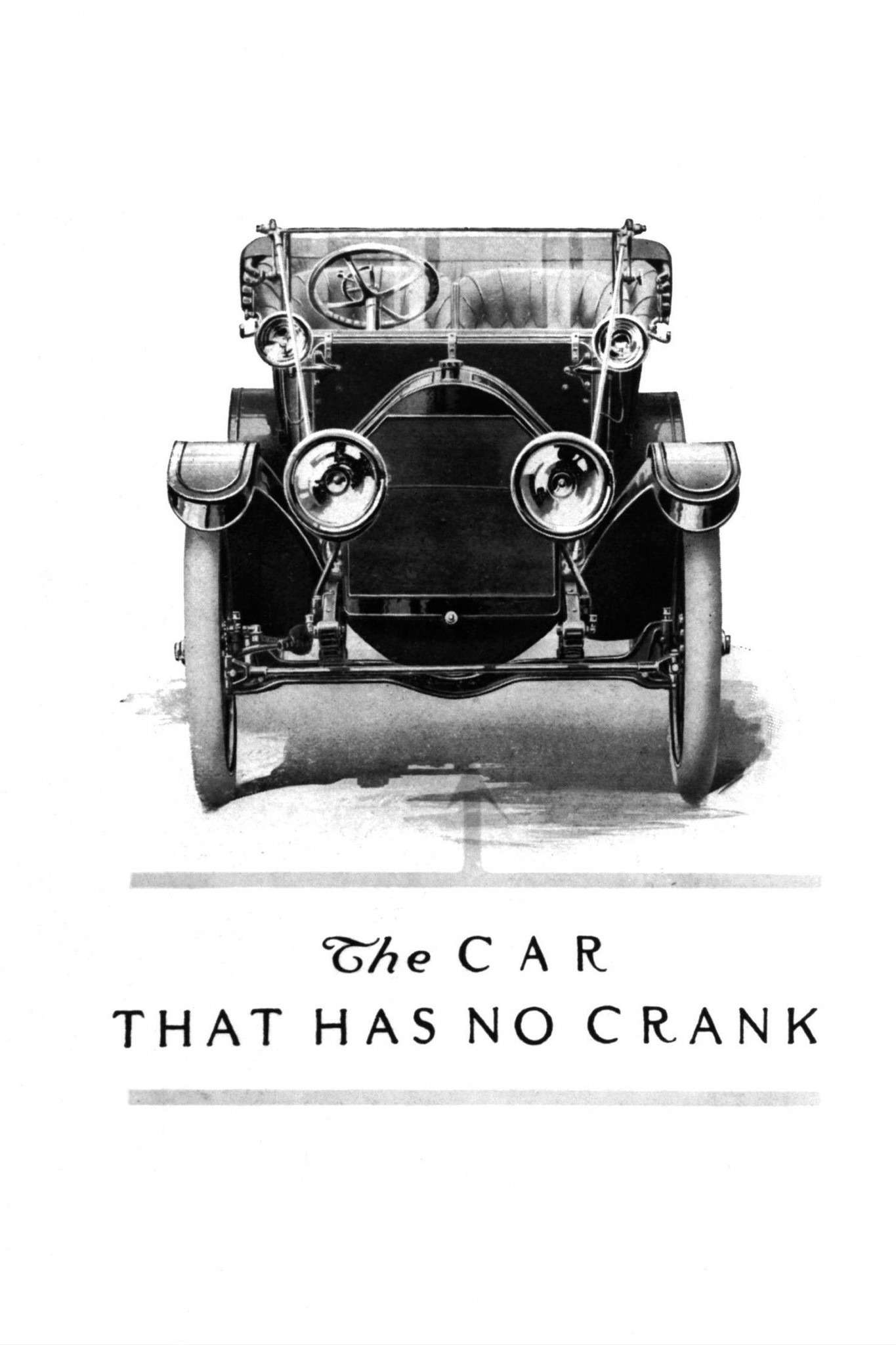 Фирма Cadillac намеренно изображала на рекламе свои машины в фас, чтобы все видели, что у них отсутствует заводная рукоятка. Храповый механизм переселился с носка коленчатого вала в корпус стартера.