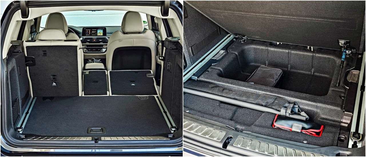 Багажник (550 литров при пятиместной конфигурации) с органайзером в подполье и местом для шторки аккуратен и продуман. Фальшпол поддерживается пневматическим упором.