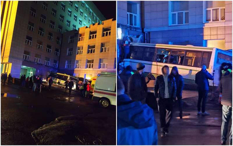 Автобус врезался в здание университета в Новгороде