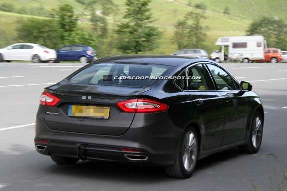 New European Ford Mondeo test prototype side-rear view